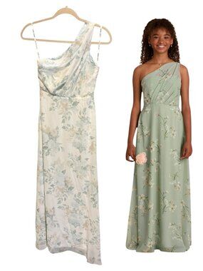 Birdy Grey Kiana Sage Bouquet Junior Bridesmaid Maxi Dress